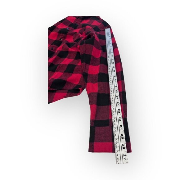 Buffalo Plaid Flannel Button Up Shirt Red and Black Public Opinion Size Mens XL - Picture 10 of 12